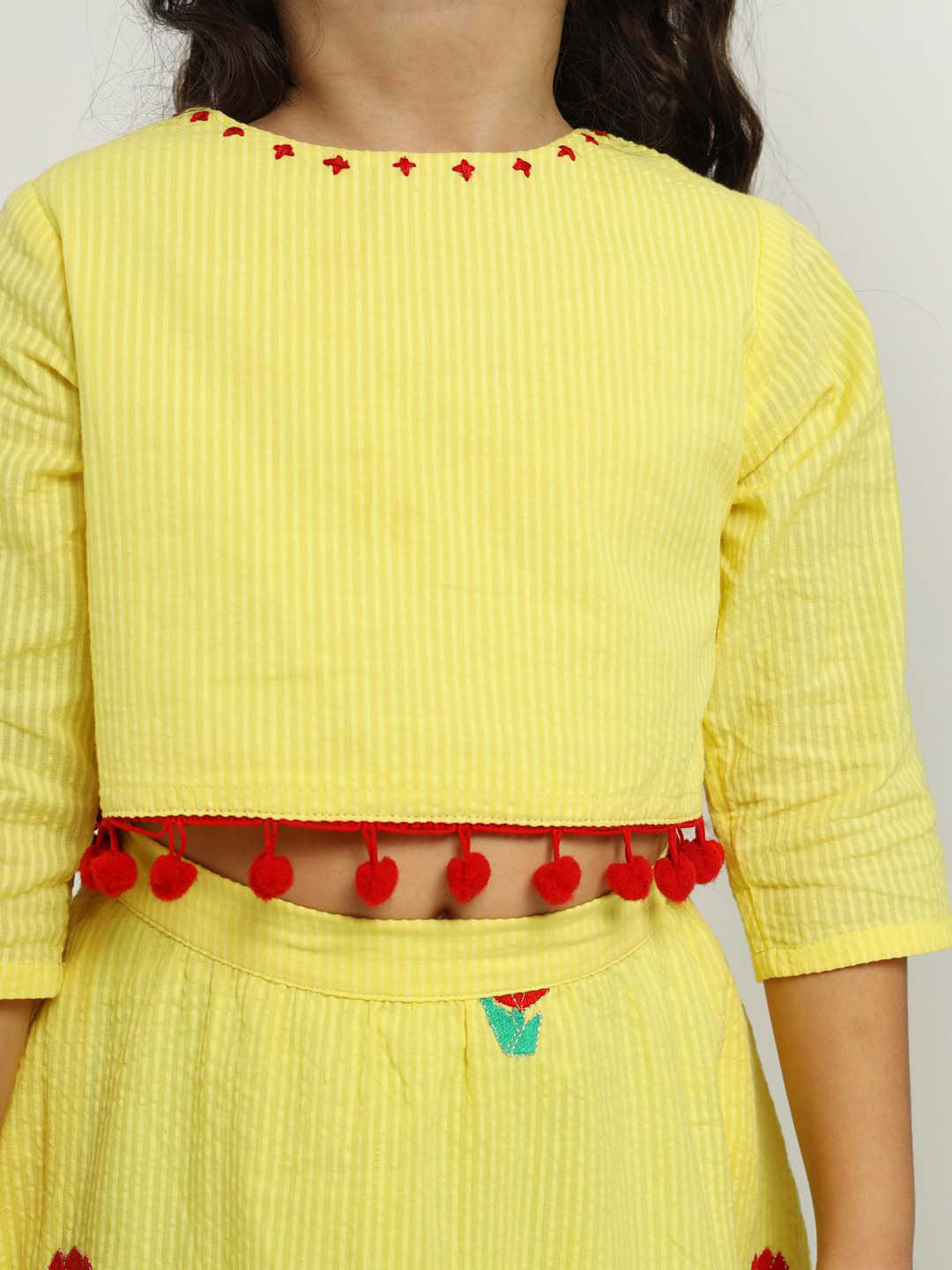 Yellow Tulip Top & Skirt Set