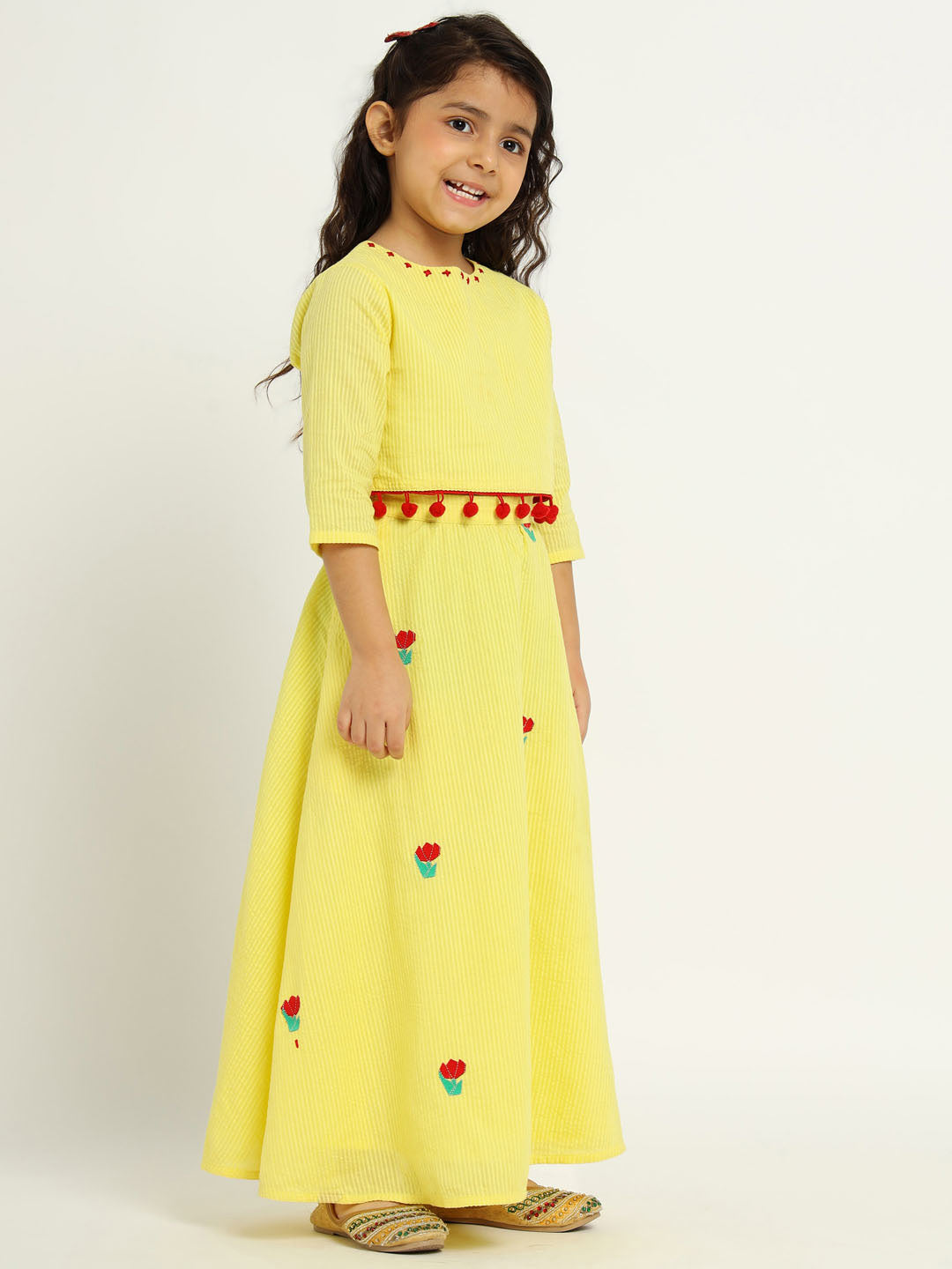 Yellow Tulip Top & Skirt Set