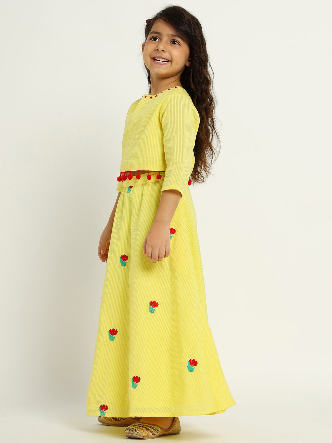 Yellow Tulip Top & Skirt Set