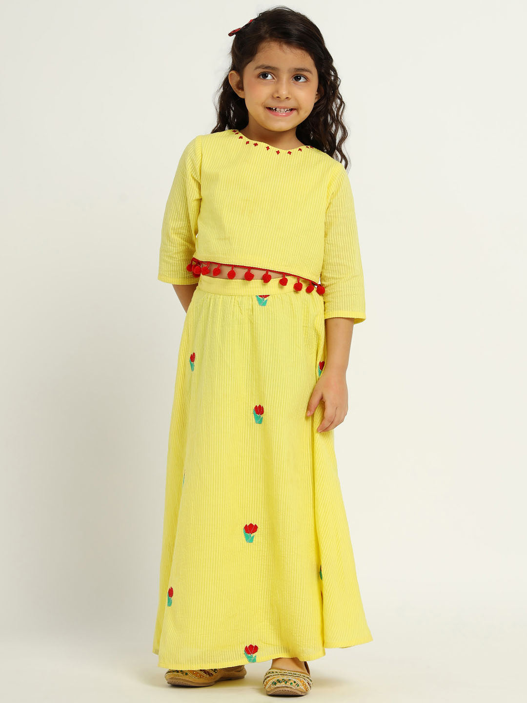 Yellow Tulip Top & Skirt Set