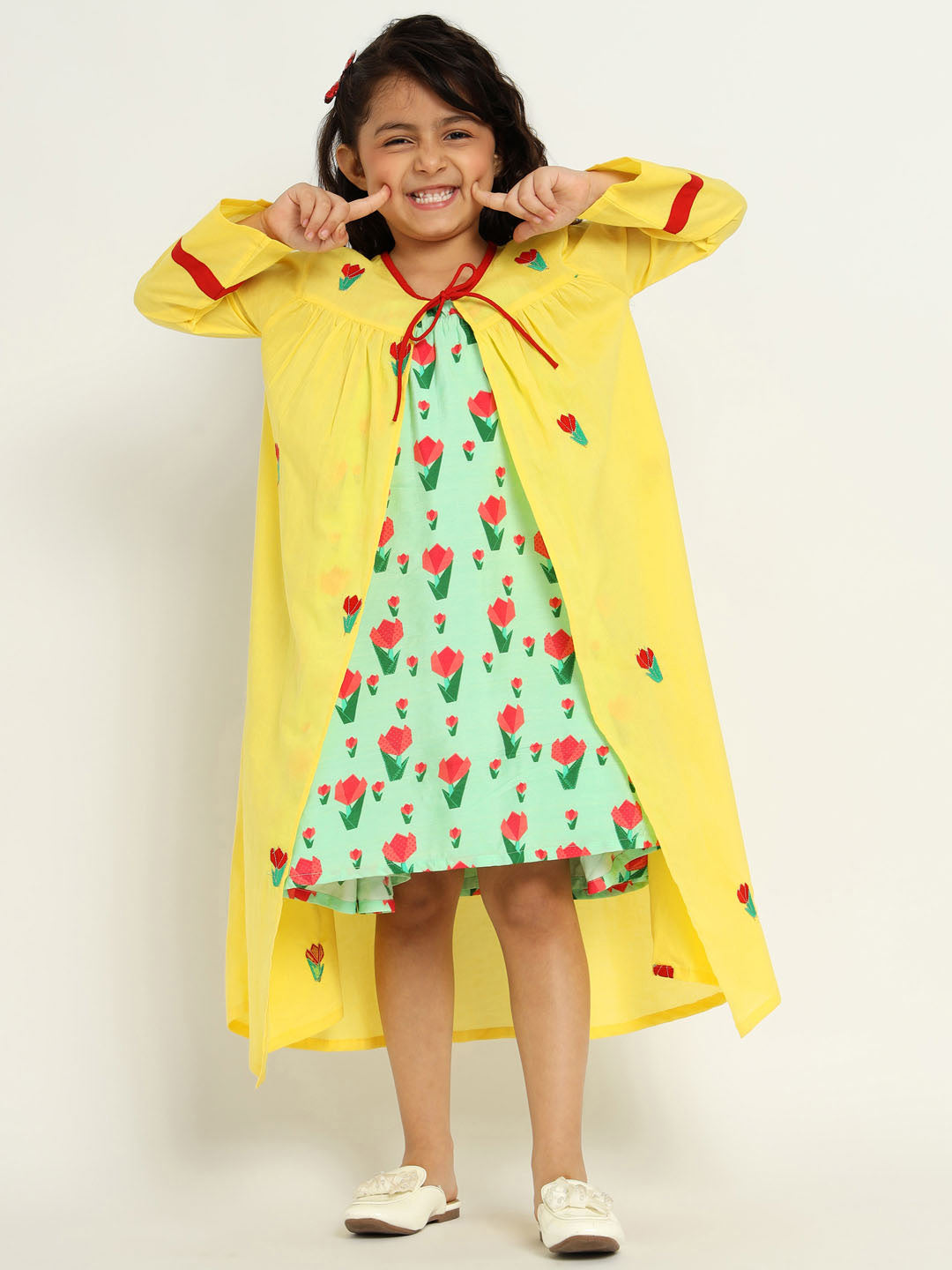 Tulip Dress With Yellow Shrug