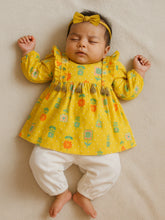 Yellow Bandhani Top and Bottom Set