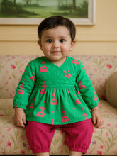 Quilted Printed Angrakha Dress Pant Set