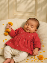 Quilted Embroidered Angrakha Dress Pant Set