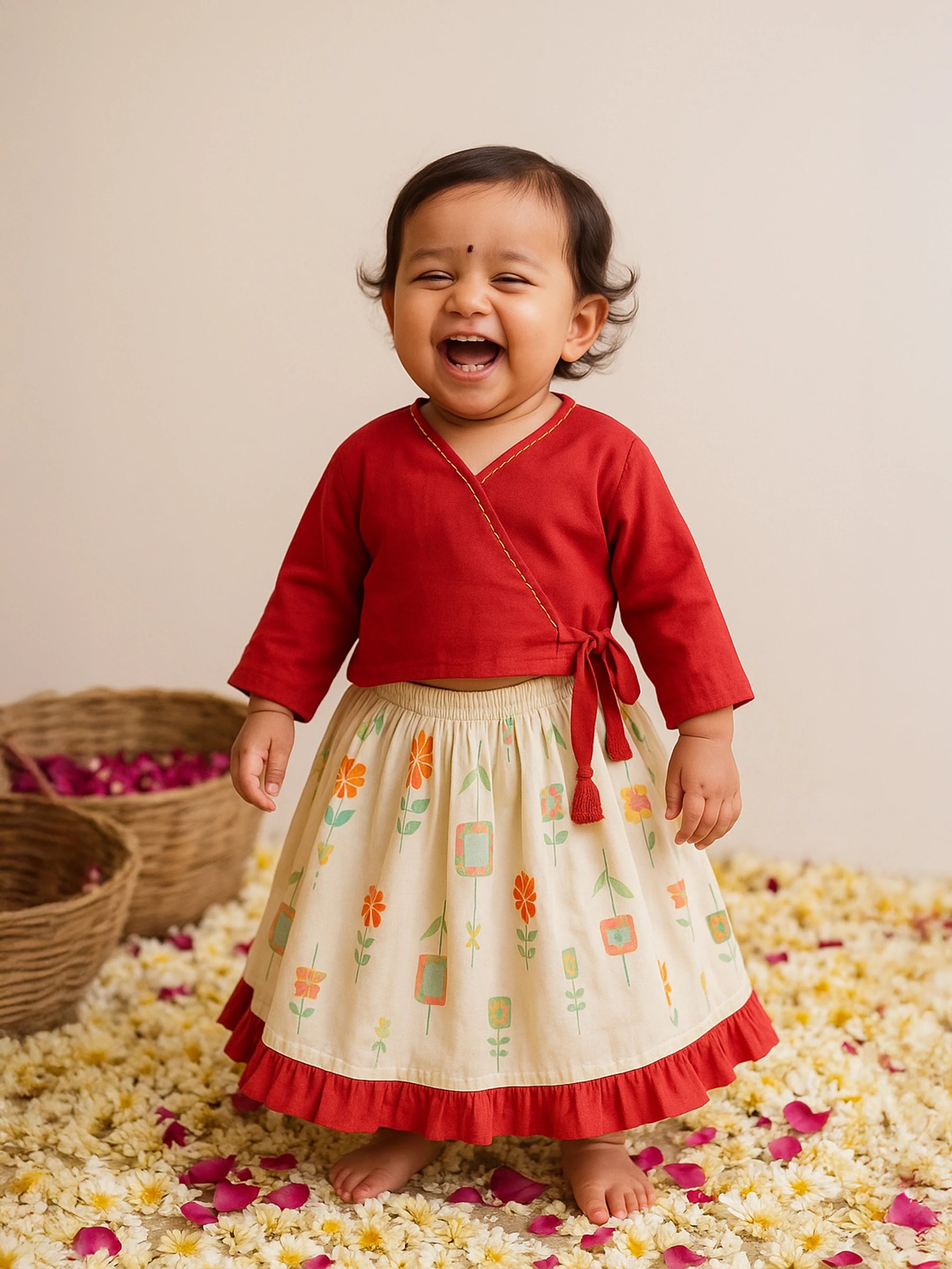 Festive Twirl Wrap Top and Skirt Set