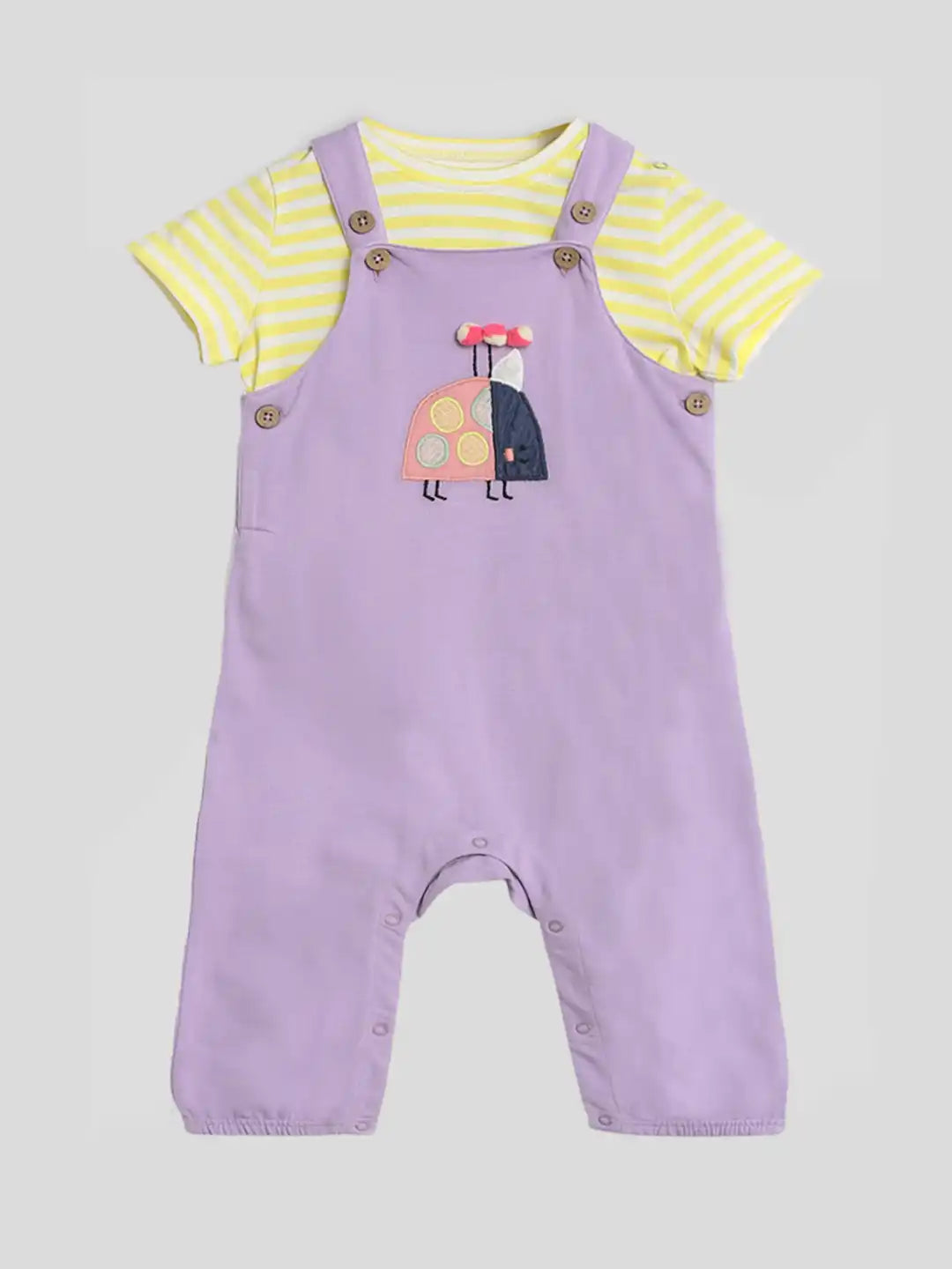 Little Bug Dungaree with Stripe Tee