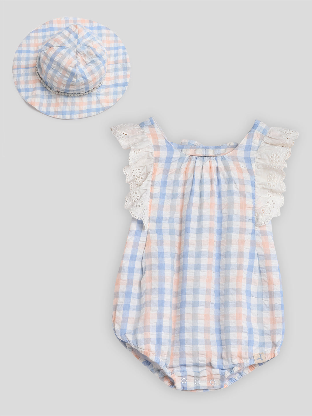 Blueberry Orange Checks Bodysuit with Hat Somersault