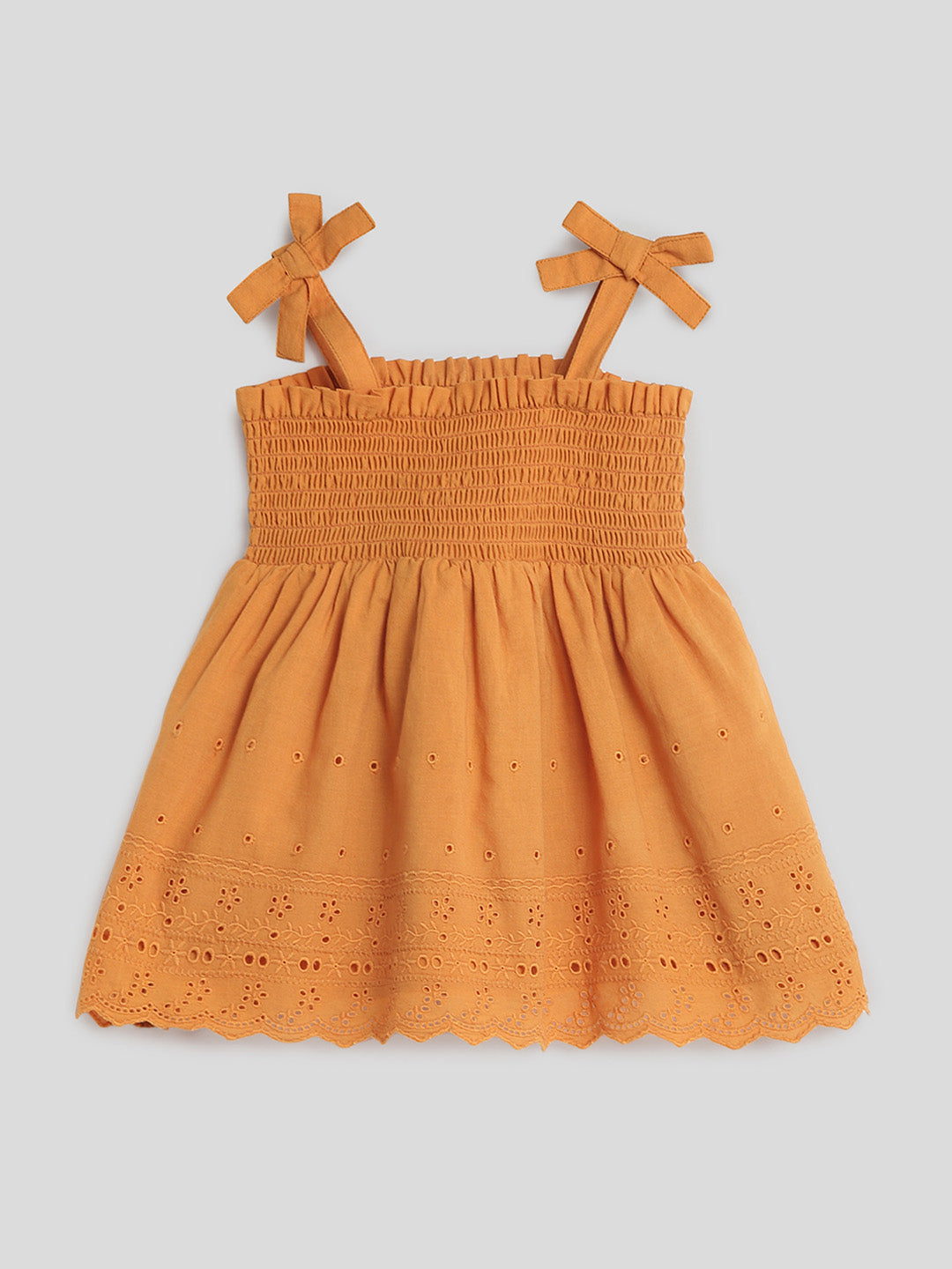 Rust Smocked Schiffli Dress Somersault