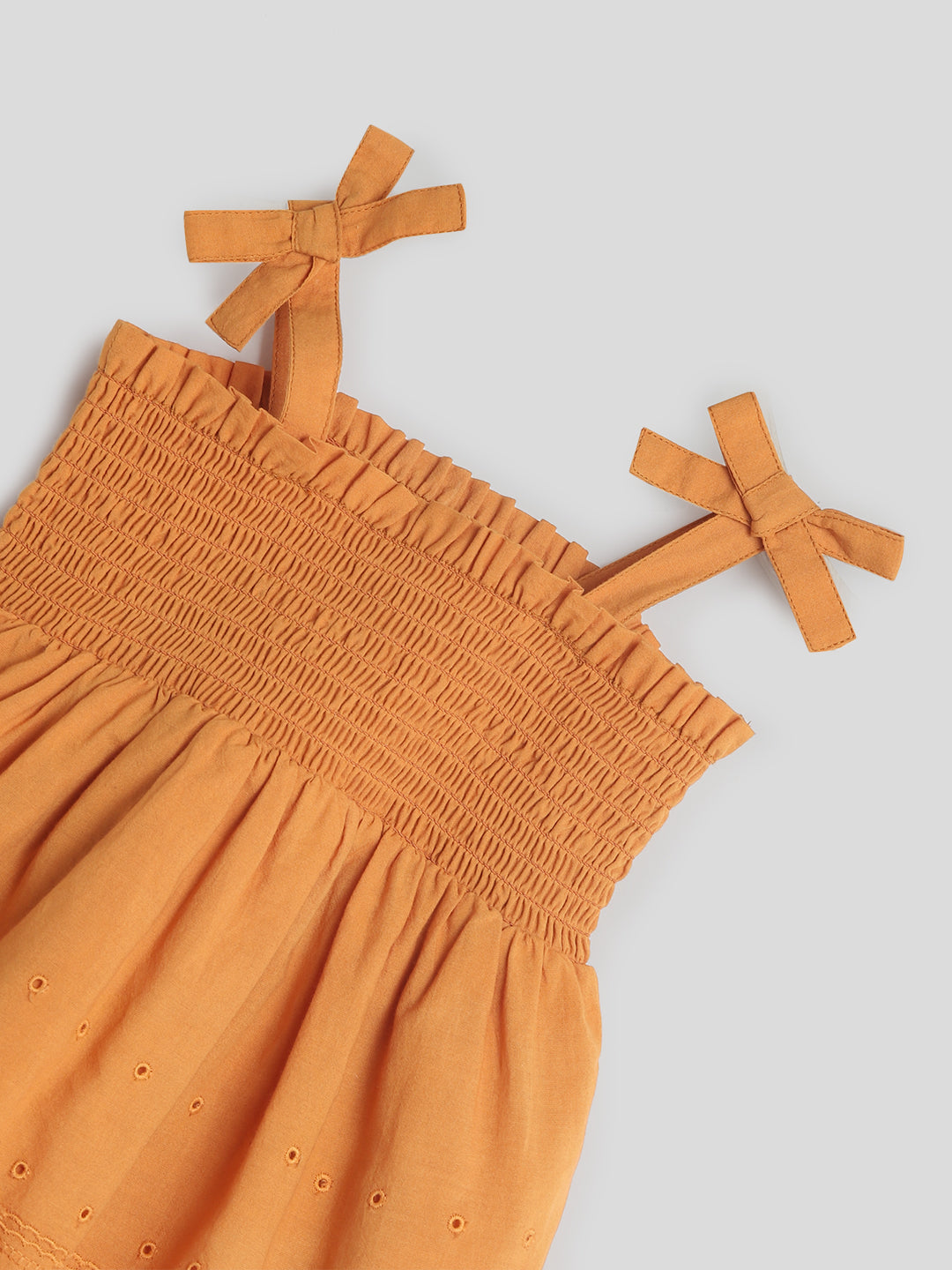 Rust Smocked Schiffli Dress Somersault