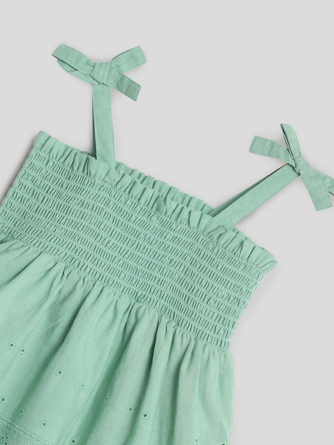 Green Smocked Schiffli Dress Somersault