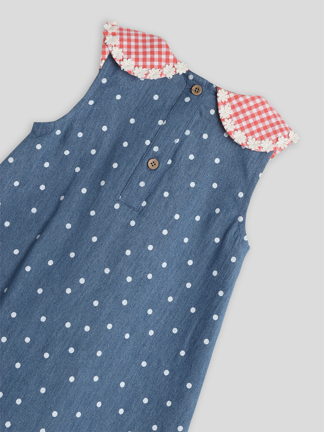 Denim Dress with Gingham Collar Somersault