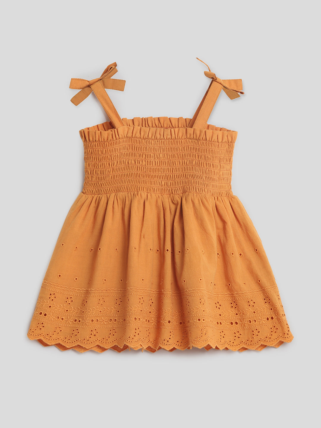 Rust Smocked Schiffli Dress Somersault