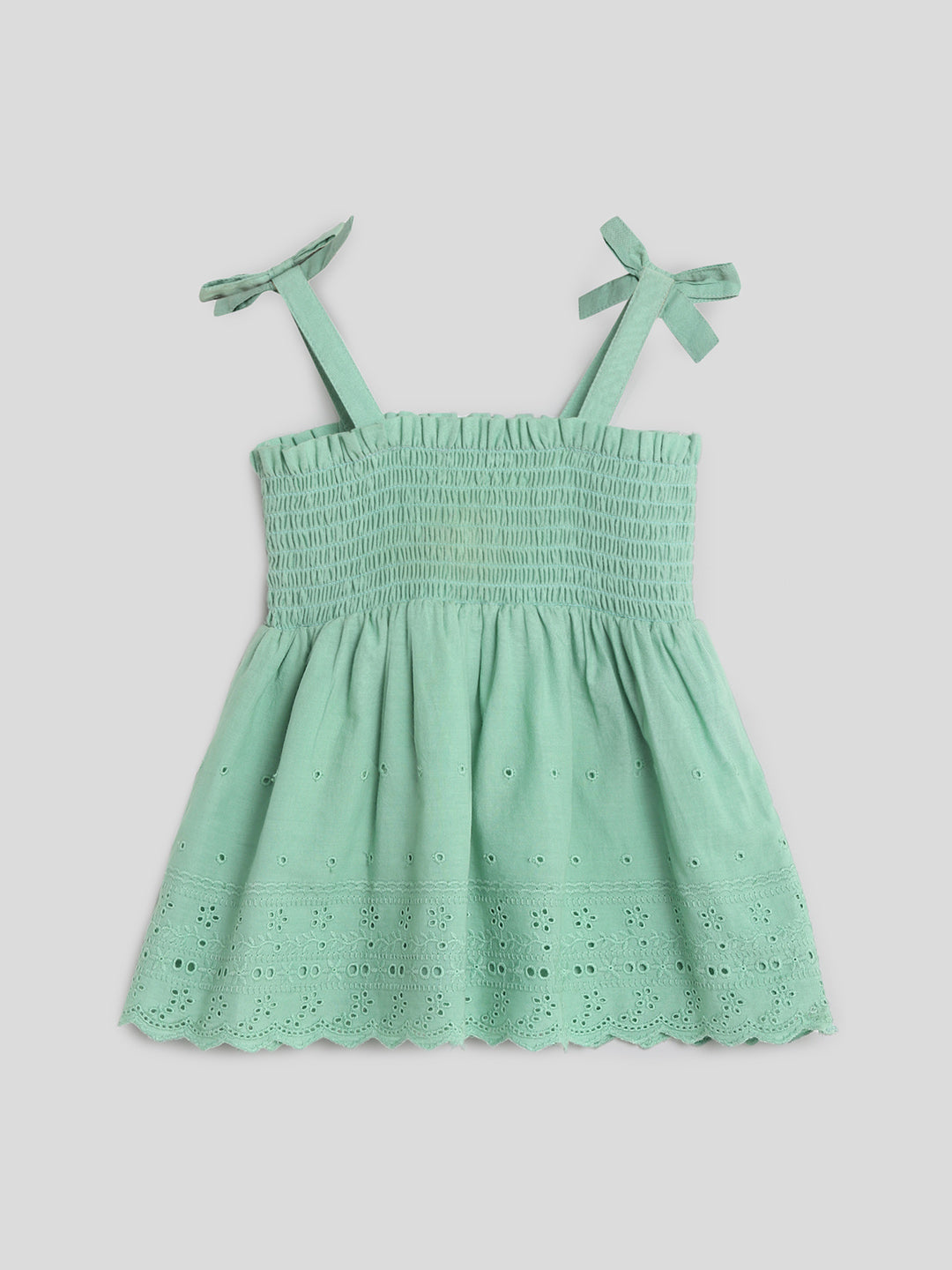 Green Smocked Schiffli Dress Somersault