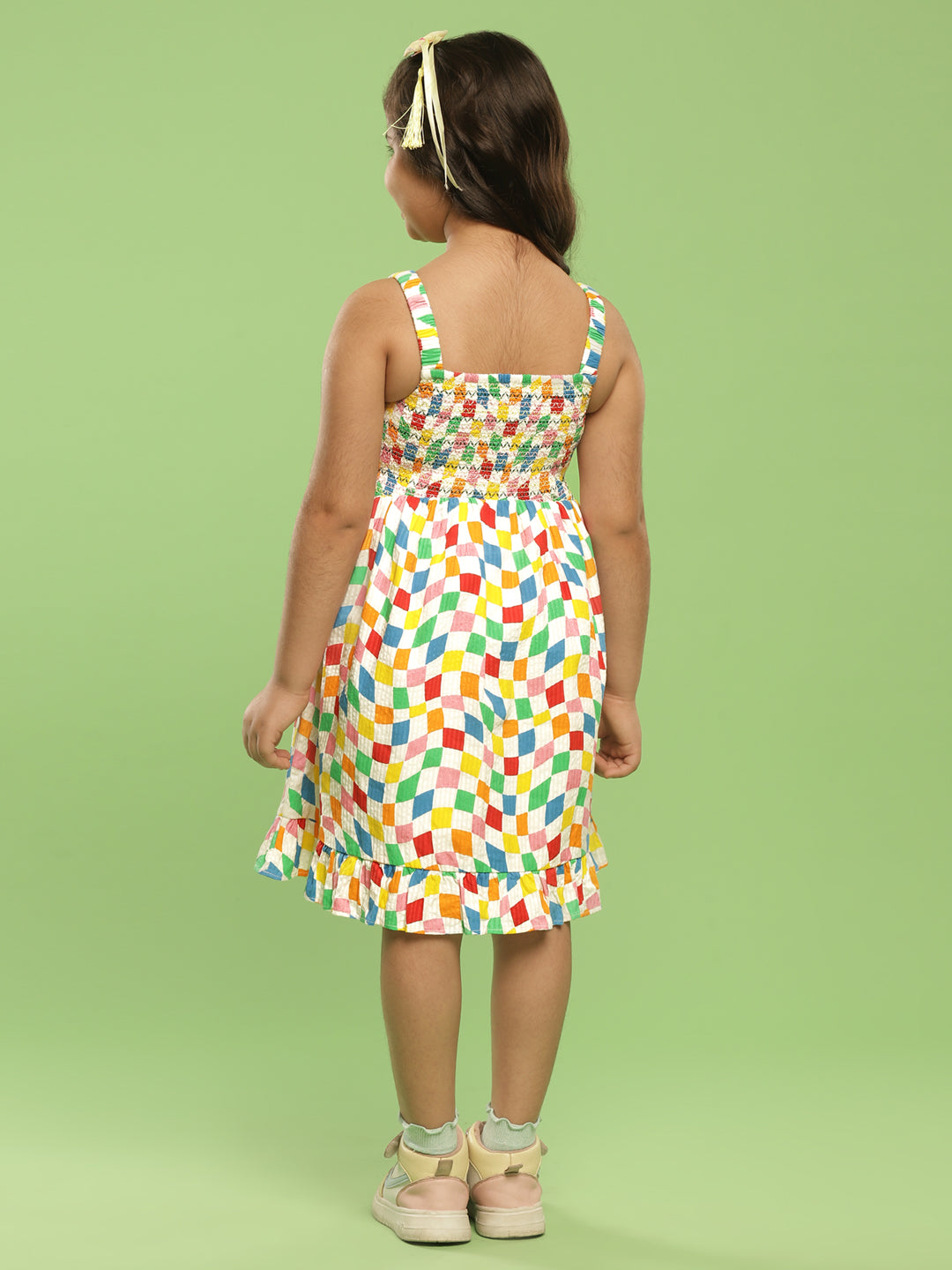 Crooked Check Smocked Dress Somersault
