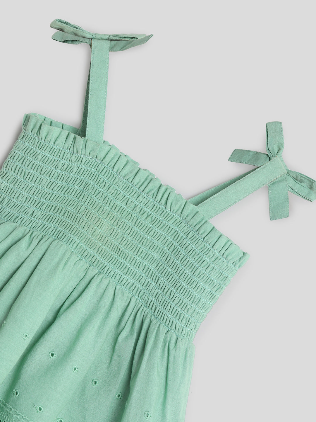 Green Smocked Schiffli Dress Somersault