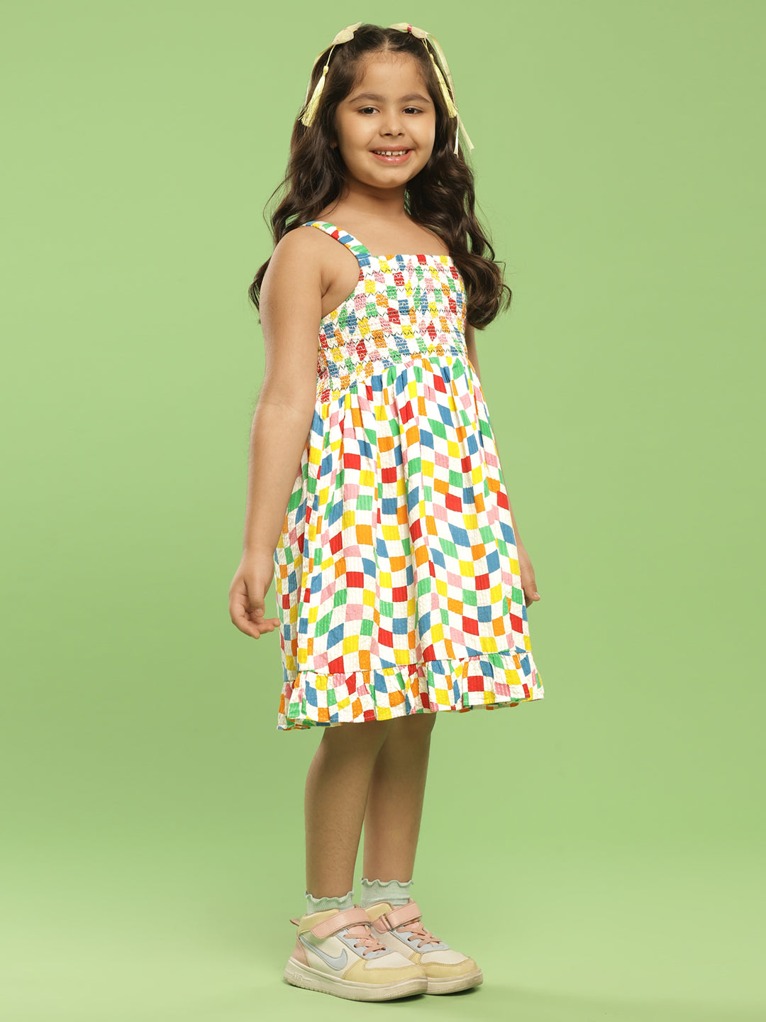 Crooked Check Smocked Dress Somersault