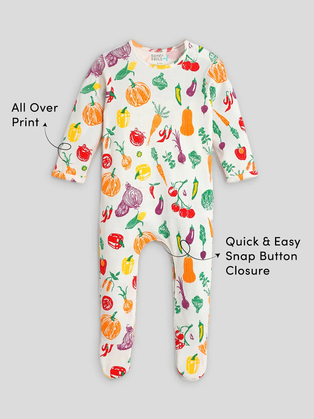Veggies Printed Cotton Sleepsuit