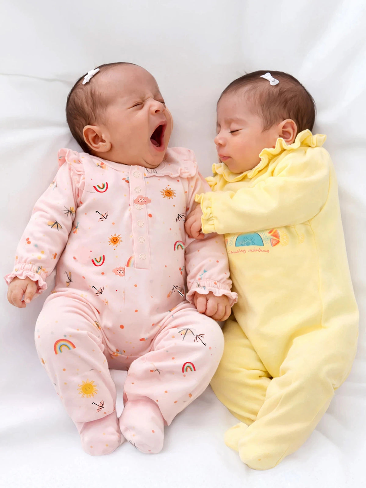 Pack of 2 Footed Cotton Sleepsuit