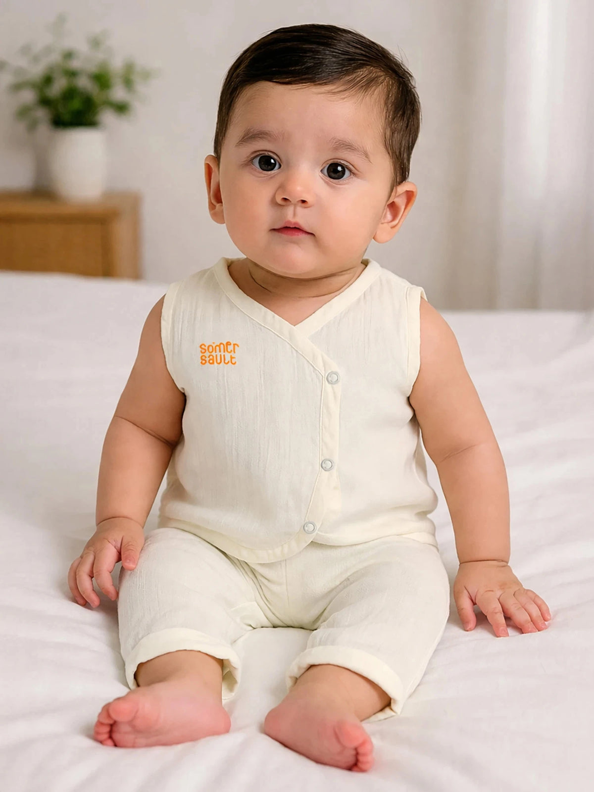 Muslin Jhabla Sleeveless Set