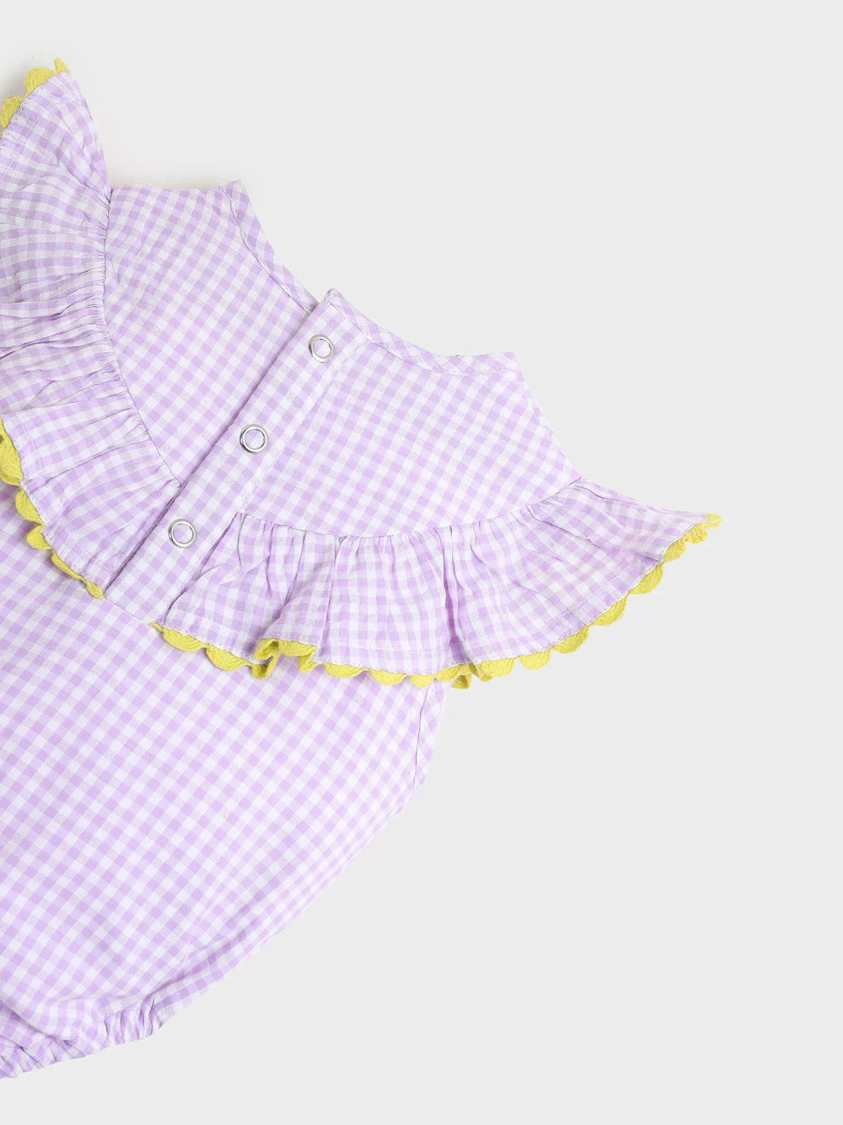 Gingham Embroidered Frill Bodysuit