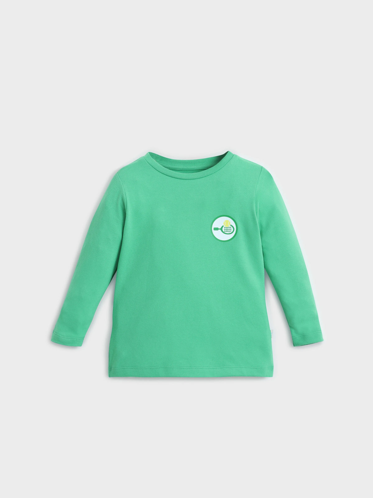 Green Long Sleeve T-Shirt with Chest Badge