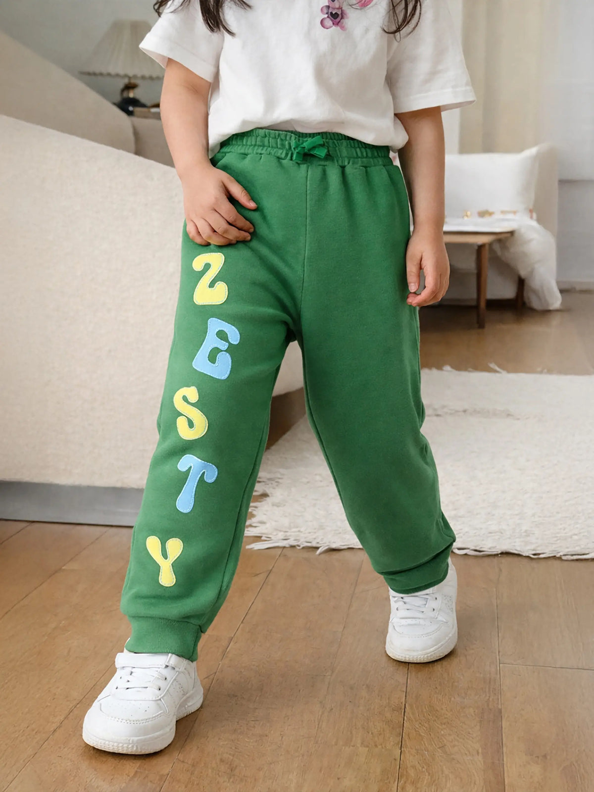 Girls Green Zesty Graphic Jogger Pants