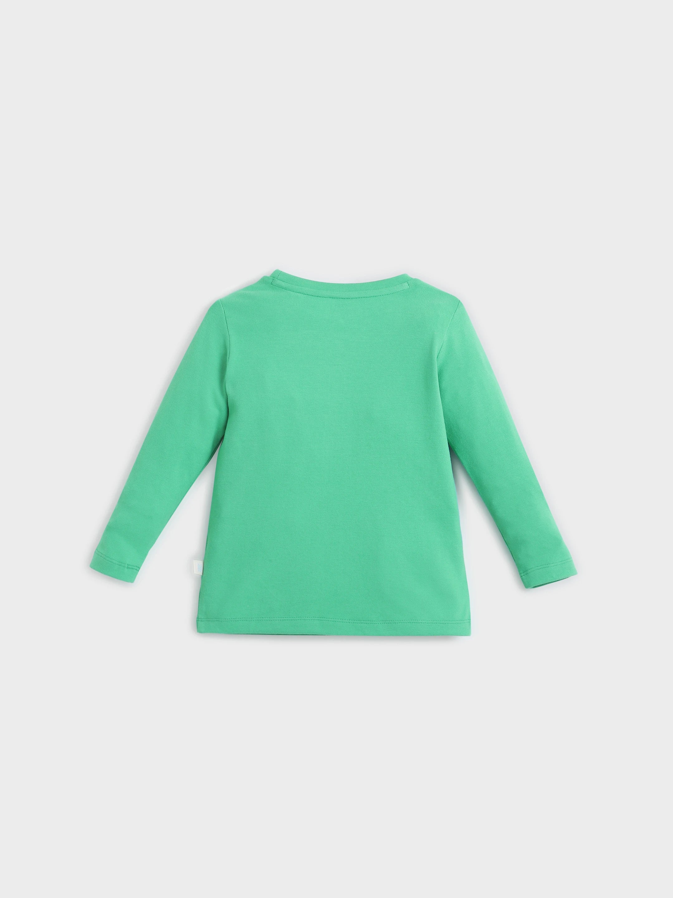 Green Long Sleeve T-Shirt with Chest Badge