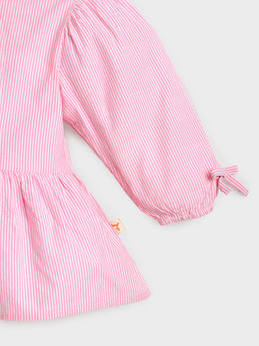 Bow Detail Top & Scallop Denim Set