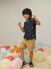 Black Printed Shirt & Shorts With Bow Somersault