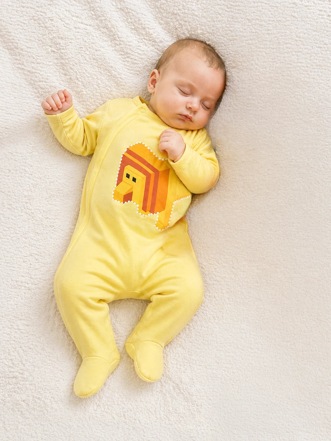 Pixel Lion Printed Cotton Sleepsuit