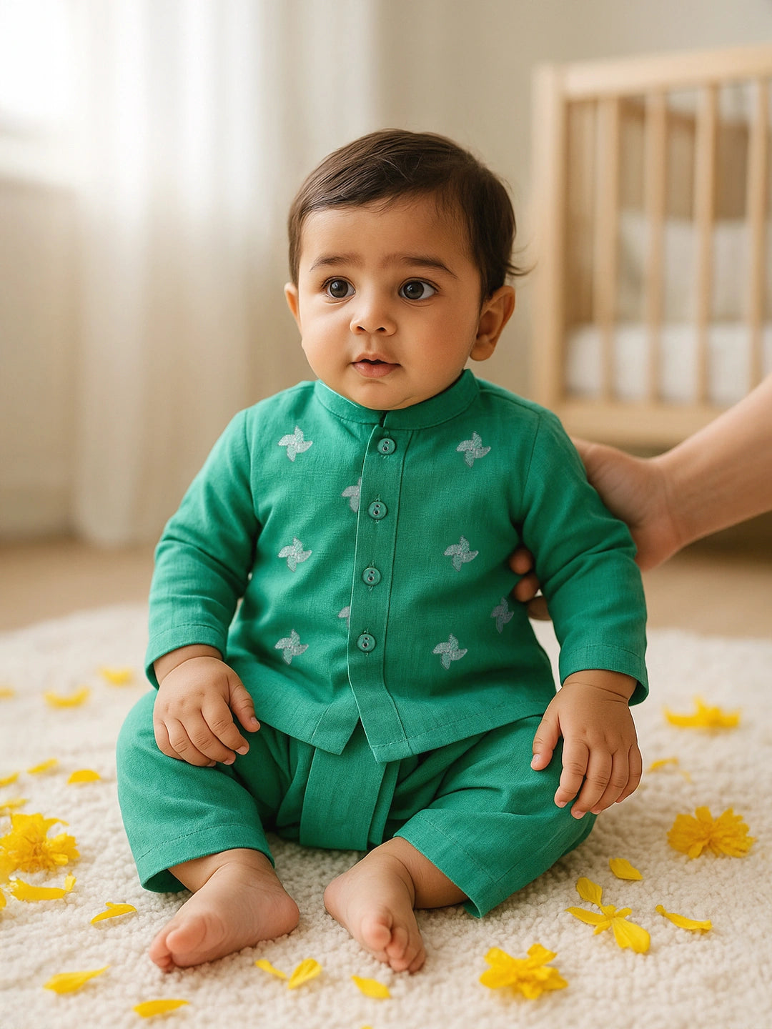 Green Embroidered Kurta Dhoti Set