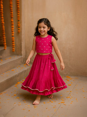 Pink Halter Top Skirt Set