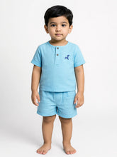 Sky Blue Cotton T-Shirt & Shorts Co-ord Set