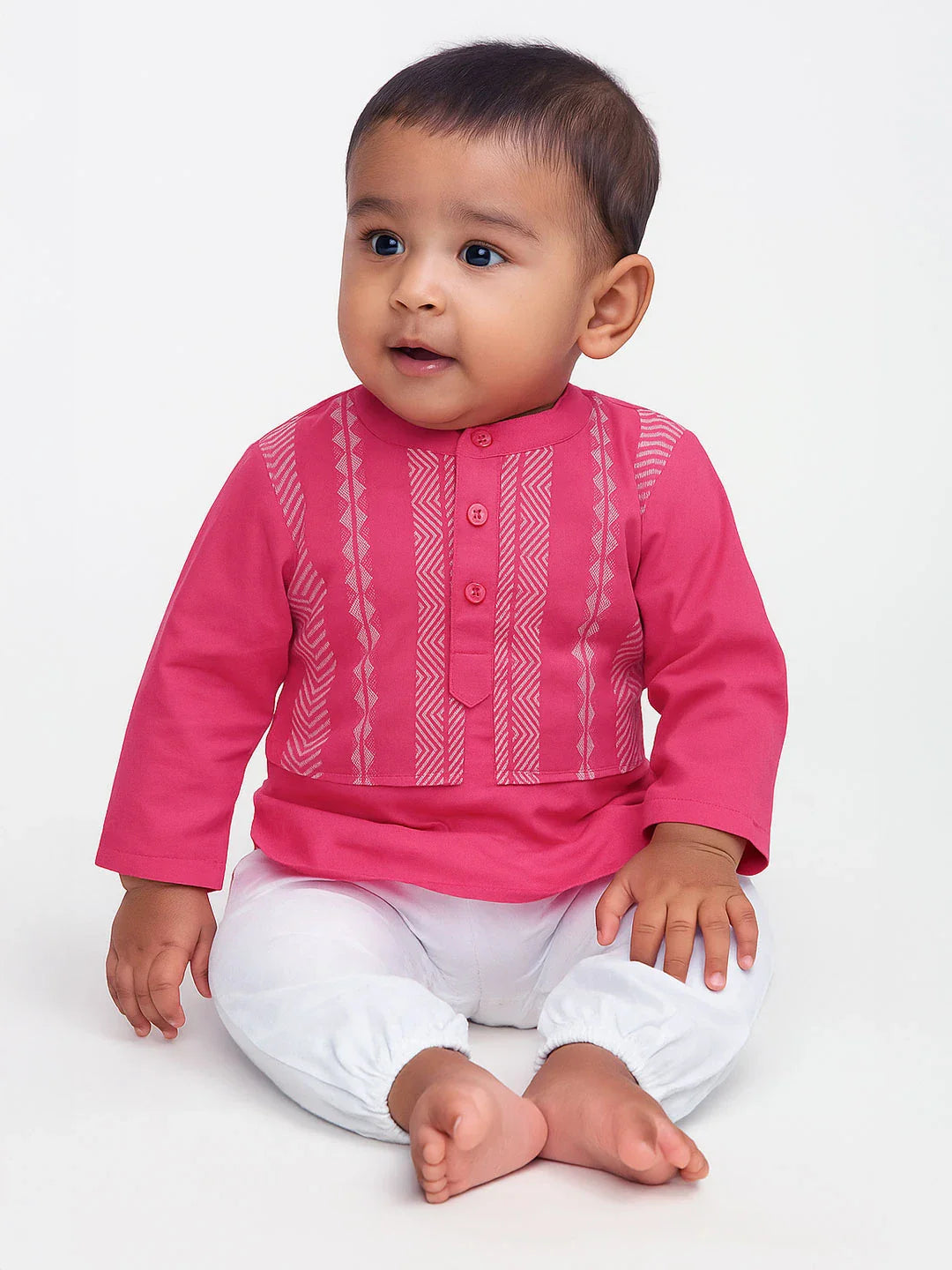 Pink Hibiscus Kurta Set- Newborn