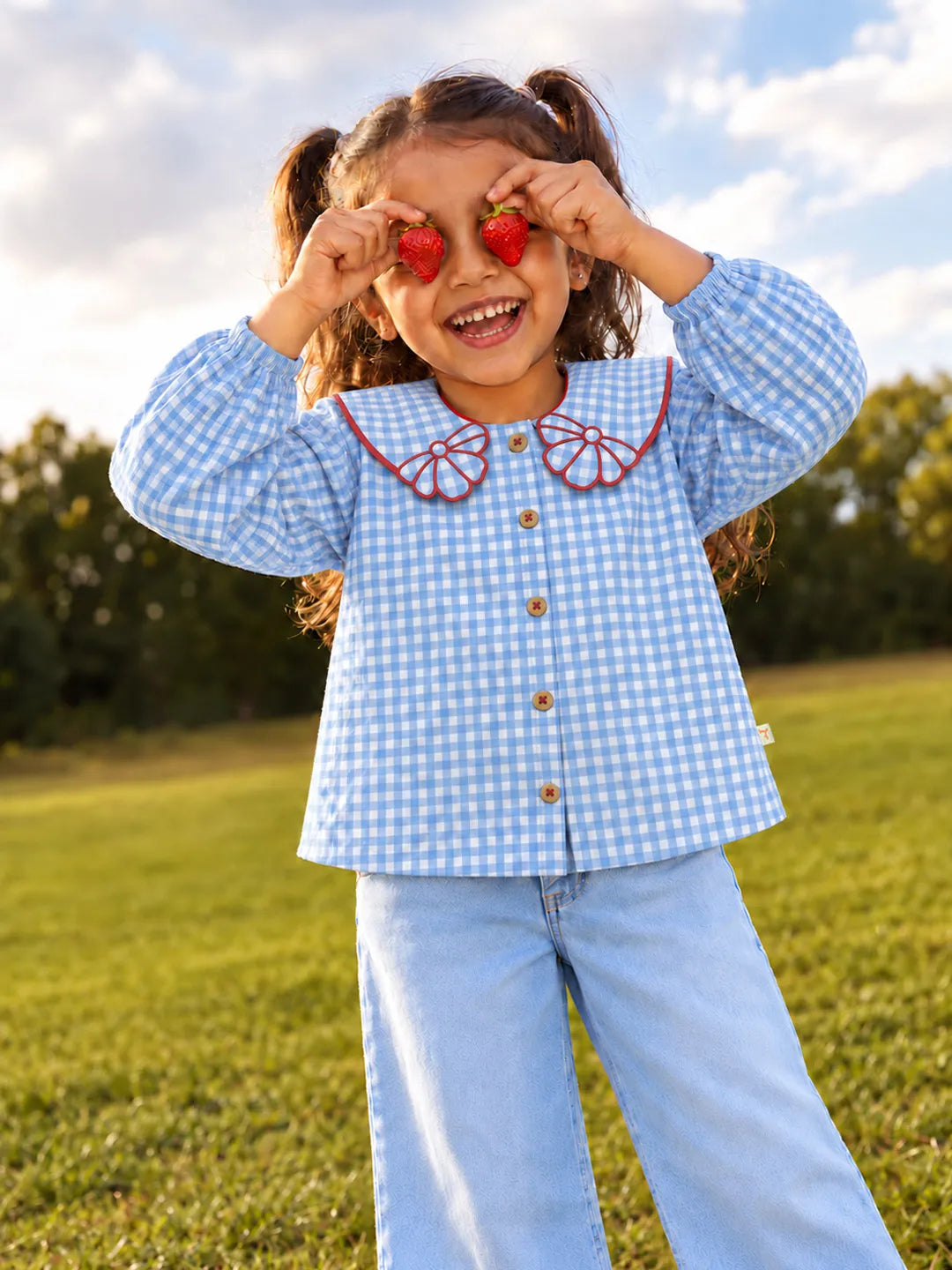 Gingham Scallop Top