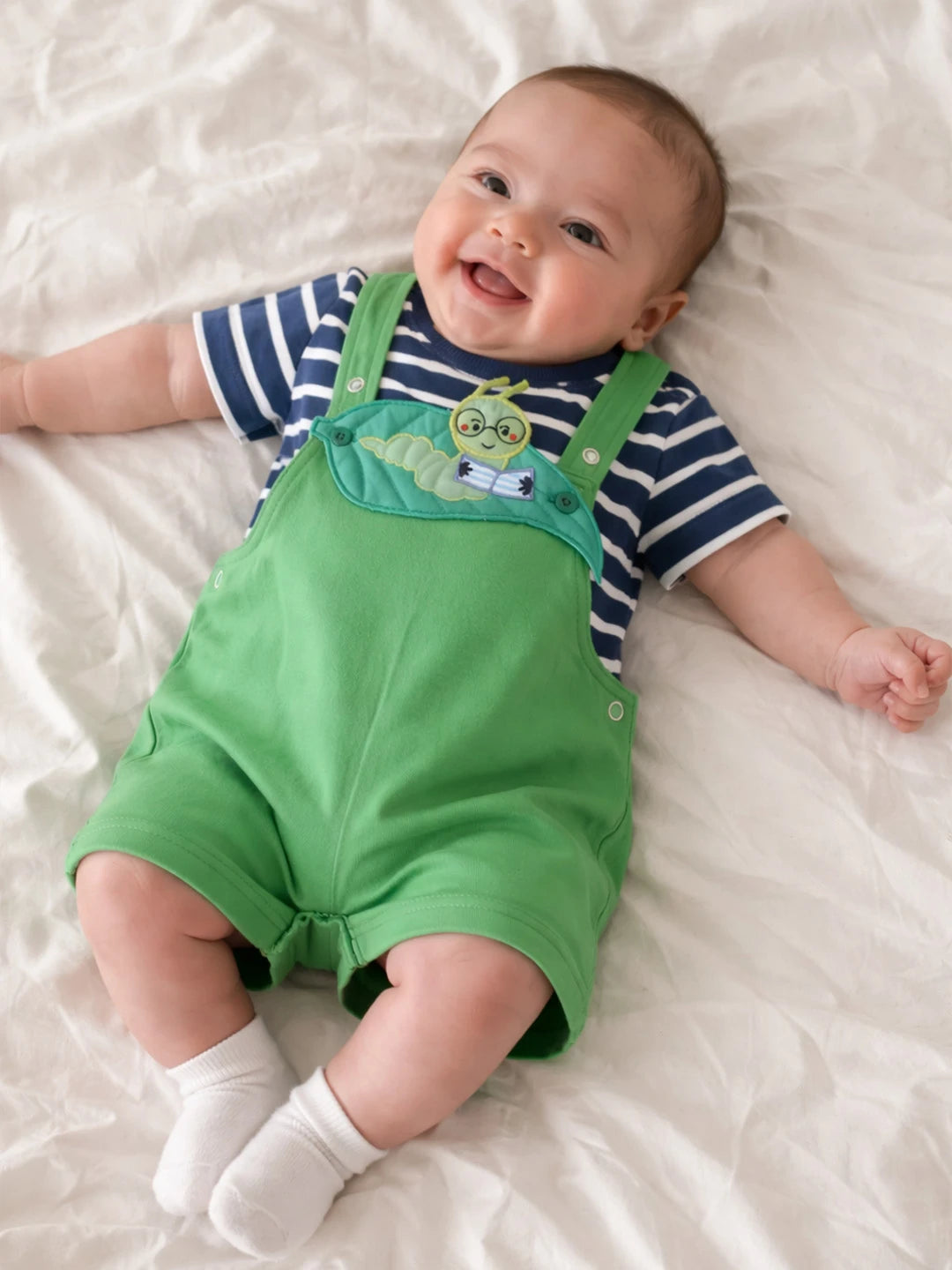 Caterpillar Dungaree & Stripe Tee