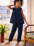 Midnight Blue Sleeveless Tunic & Pants Set