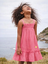 Coral Strap Ruffle Hem Dress