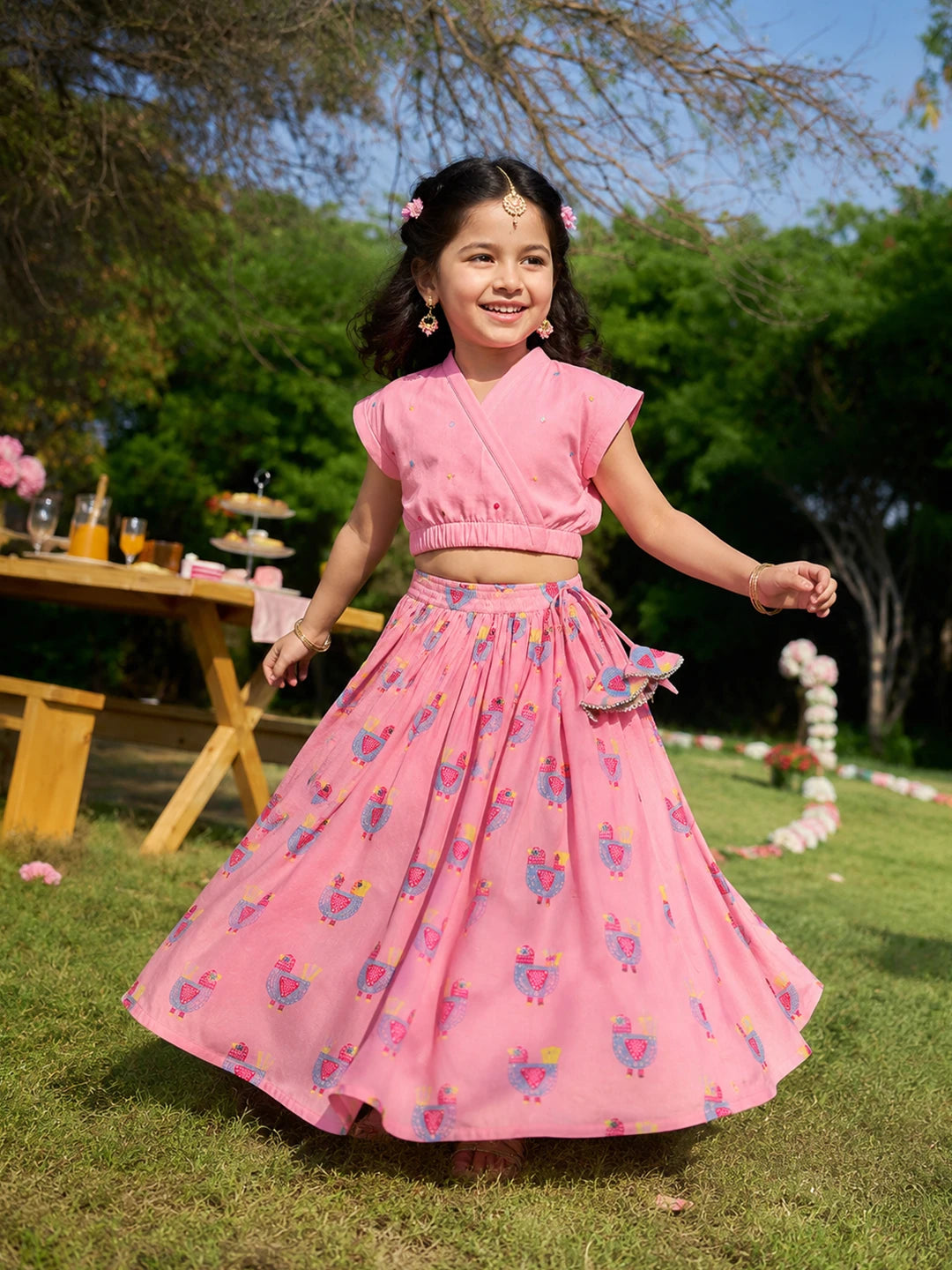 Embroidered Shantoon Top & Skirt Set