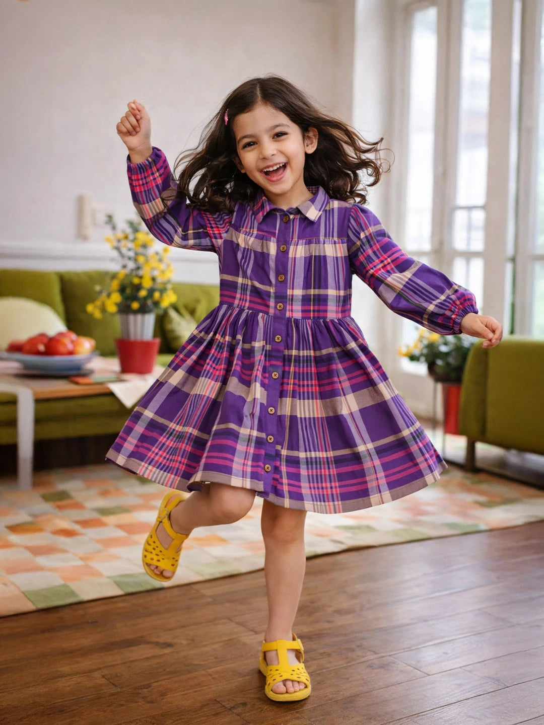 Collared Checks Dress
