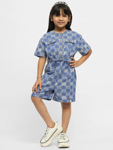 Hop Hop Checked Cotton Denim Romper