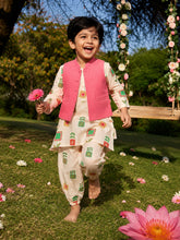 Printed Shantoon Kurta Pajama Jacket Set