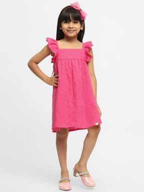 Bougainvillea Schiffli Embroidered Cotton Shift Dress