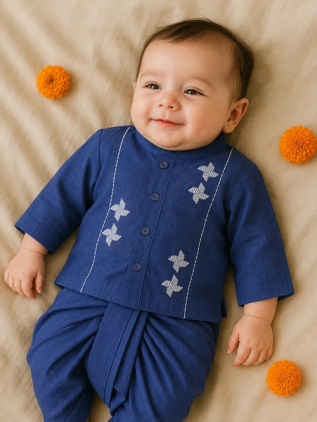 Embroidered Kurta Dhoti Set