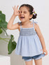 Sky Striped Cotton Smocked Top