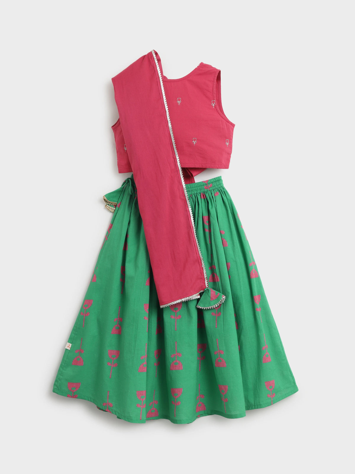 Printed Skirt Top with Dupatta Set