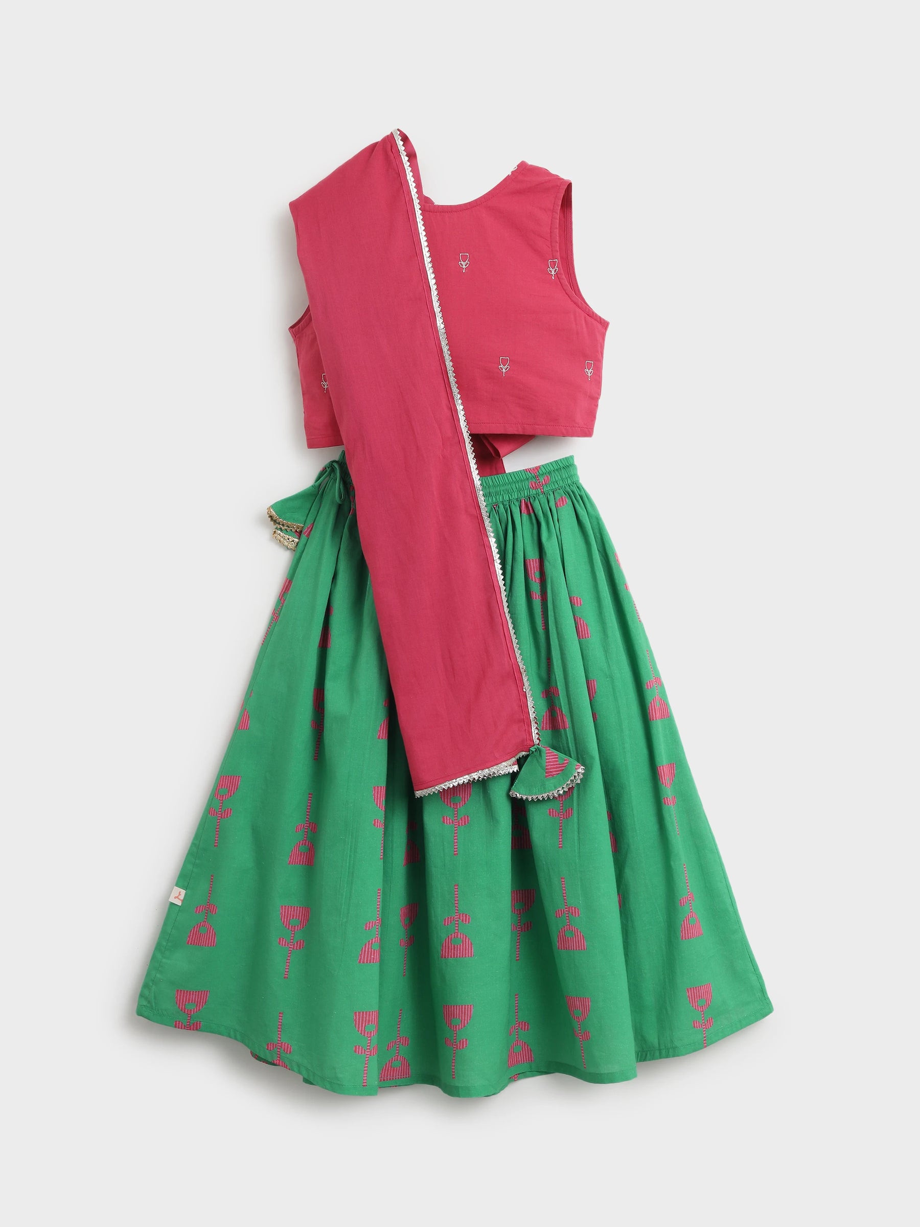 Printed Skirt Top with Dupatta Set