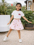 Cherry Print T-Shirt & Pastel Stripe Skirt Set for Girls