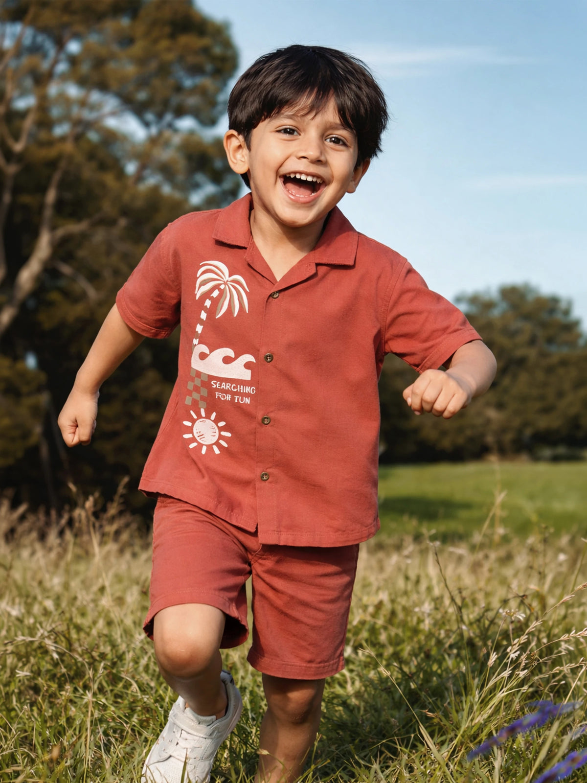 Printed Cotton Shirt with Shorts
