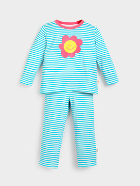Striped Printed Night Suit Set